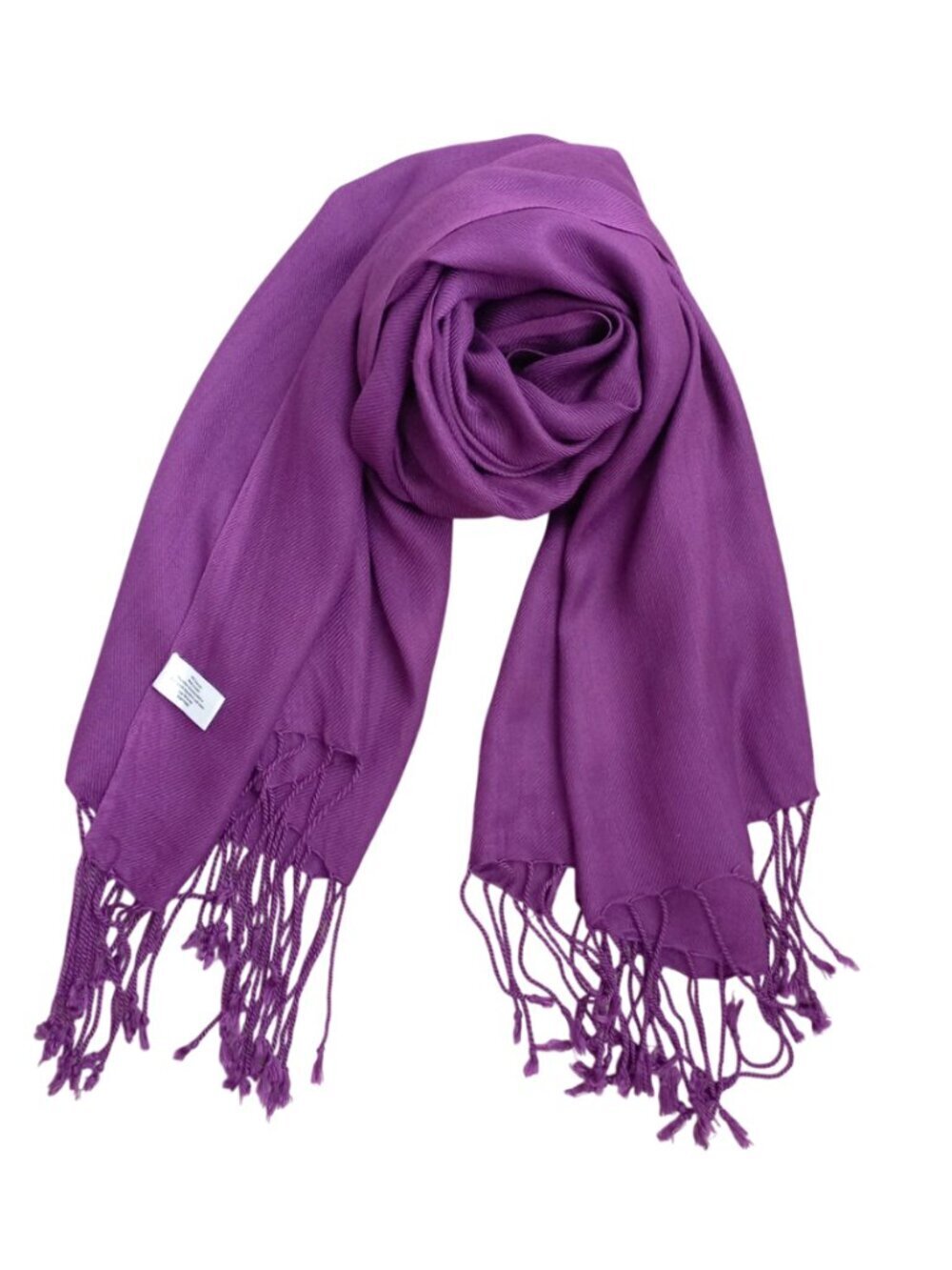 Purple Oversized Scarf Wrap 100% Viscose – Lightweight Fringe Shawl 194x64 cm